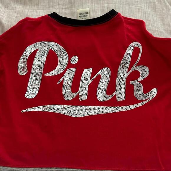 PINK Victoria's Secret Women's Red and Gray Long Sleeve Top - Picture 5 of 5